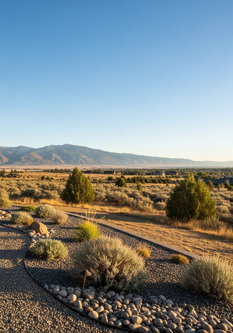 Portrait image of a Douglas County resident standing on their property with semi-arid landscape and distant mountains visible.
